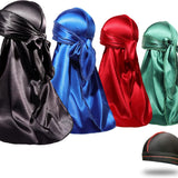 4PCS Silky Durags for Men Women 360 Waves with 1 Wave Cap, Silky Satin Durag Extra Long Tails - PHamily Hair Care