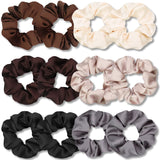 Satin Scrunchies for Hair Sleep, Premium Satin Softer than Silk for Women Curly Hair, Cute Bands Ties for Girls Thin | Thick Hair Styling, 12 Pack, Black - PHamily Hair Care