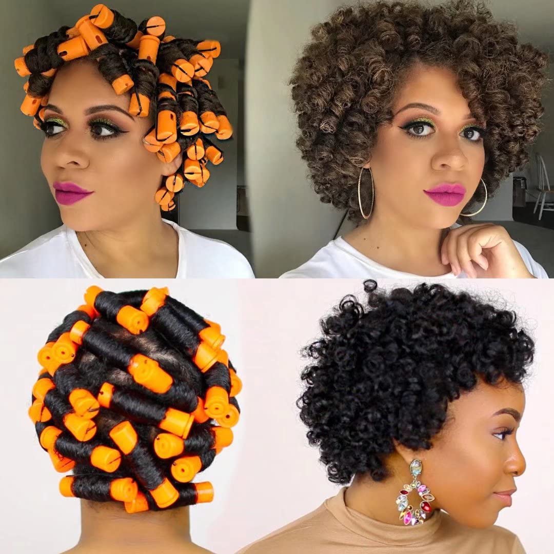 100Pcs Hair Curling Rods Set - Plastic Cold Wave Rollers for Natural, Long or Short Hair Styling - Women'S DIY Hairdressing Tools in Orange, Purple, Gray, Blue, Yellow