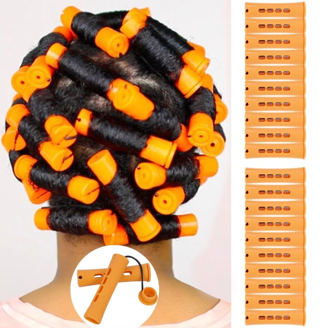 100Pcs Hair Curling Rods Set - Plastic Cold Wave Rollers for Natural, Long or Short Hair Styling - Women'S DIY Hairdressing Tools in Orange, Purple, Gray, Blue, Yellow