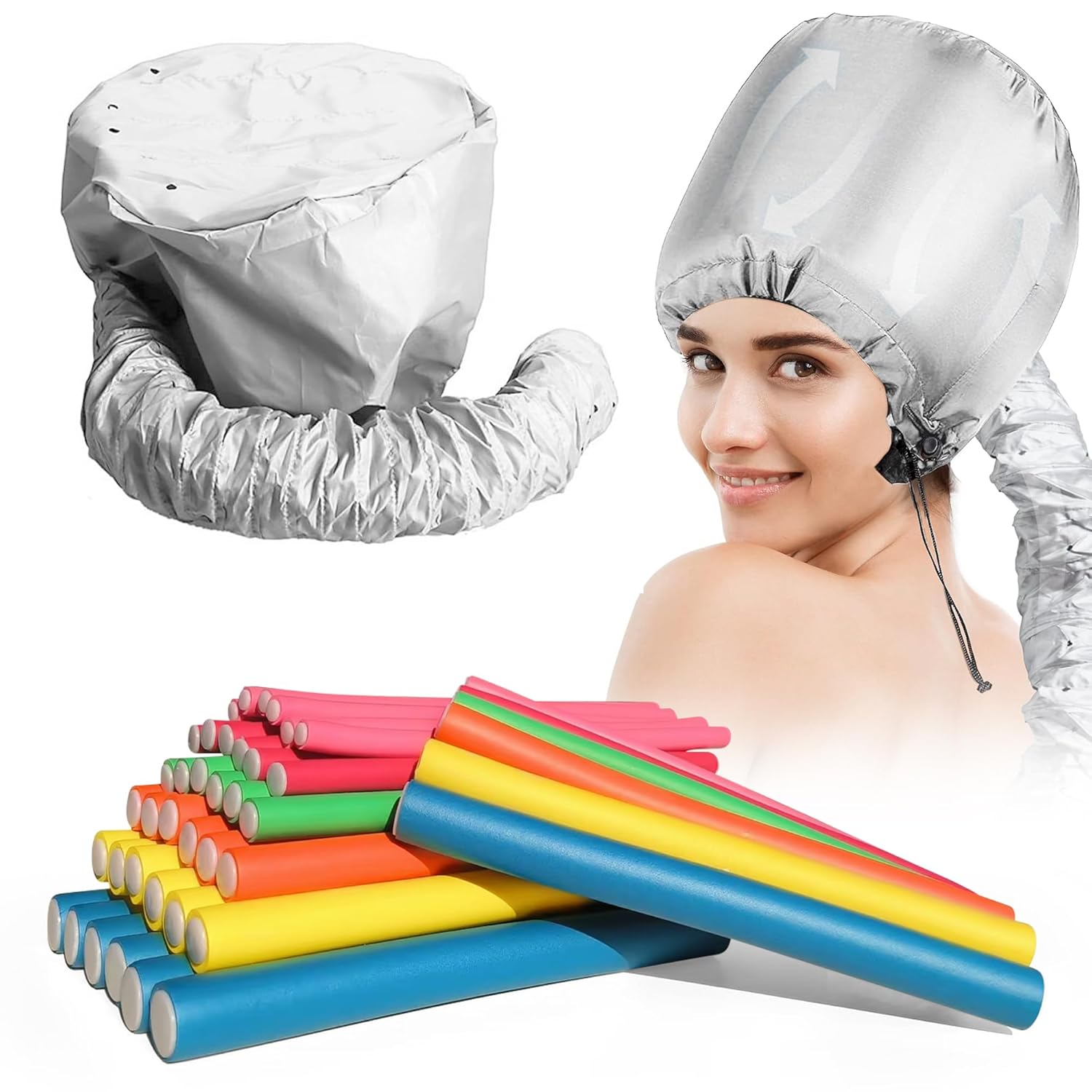 47 Pcs 7'' Hair Curlers Rollers Flexi Rods Flexible Curling Rods Set No Heat Heatless Bendy Foam Hair Curls for Long,Medium,Short Hair to Sleep In - PHamily Hair Care 