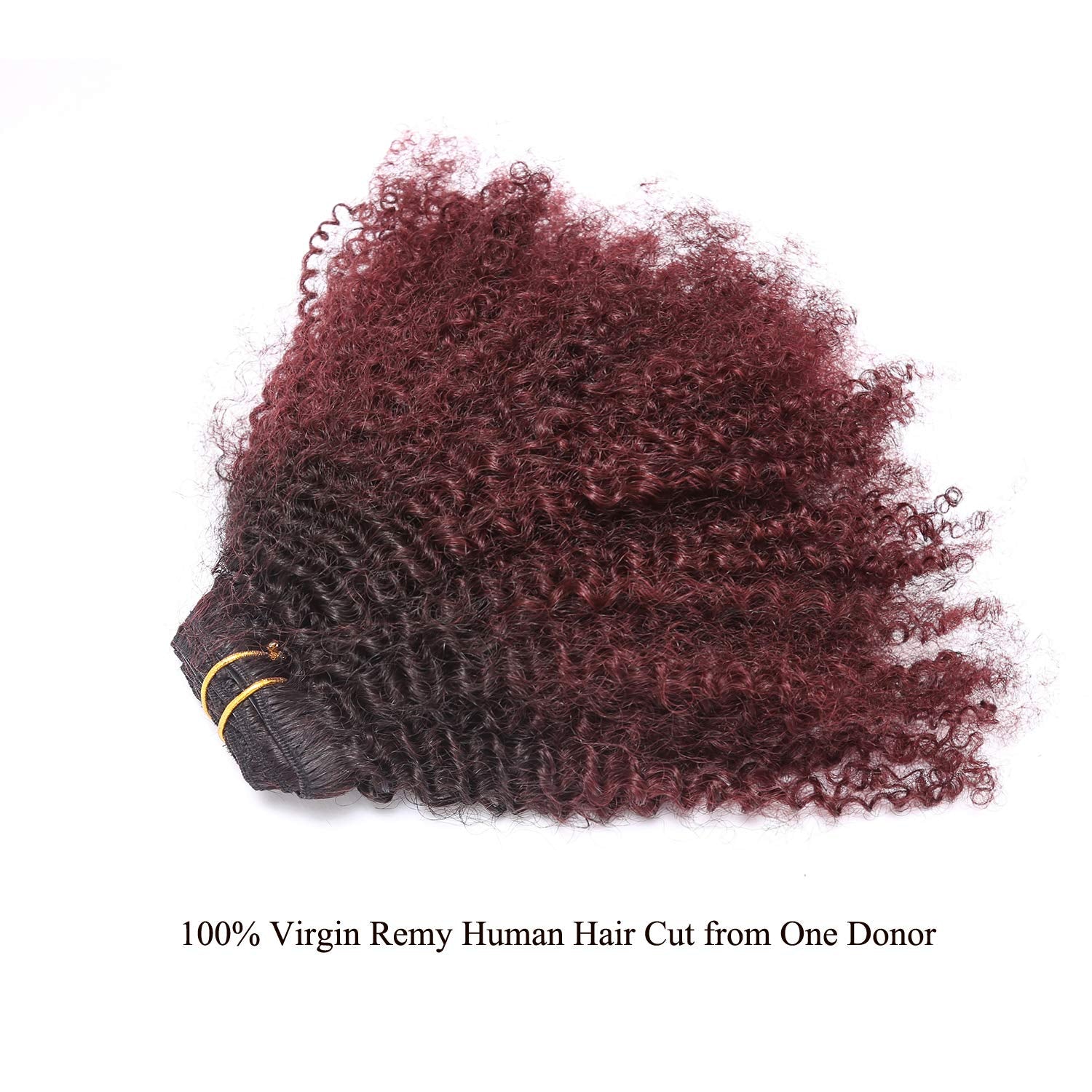 Ombre Curly Clip in Hair Extensions 4B 4C Afro Kinkys Curly Hair Extensions Clip in for Black Women 8A Virgin Natural Human Hair Full Head Kinky Hair Clip Ins Two Tone Ombre 120G #1B/99J AC 14Inch