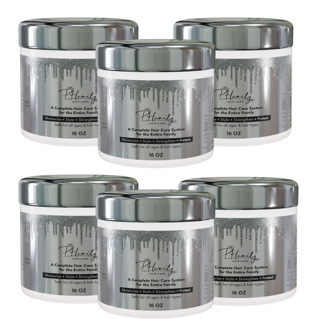 6-Jar Bundle: NEW PHamily Hair Care – The Ultimate All-in-One Moisturizer & Styler (16 oz) - PHamily Hair Care 