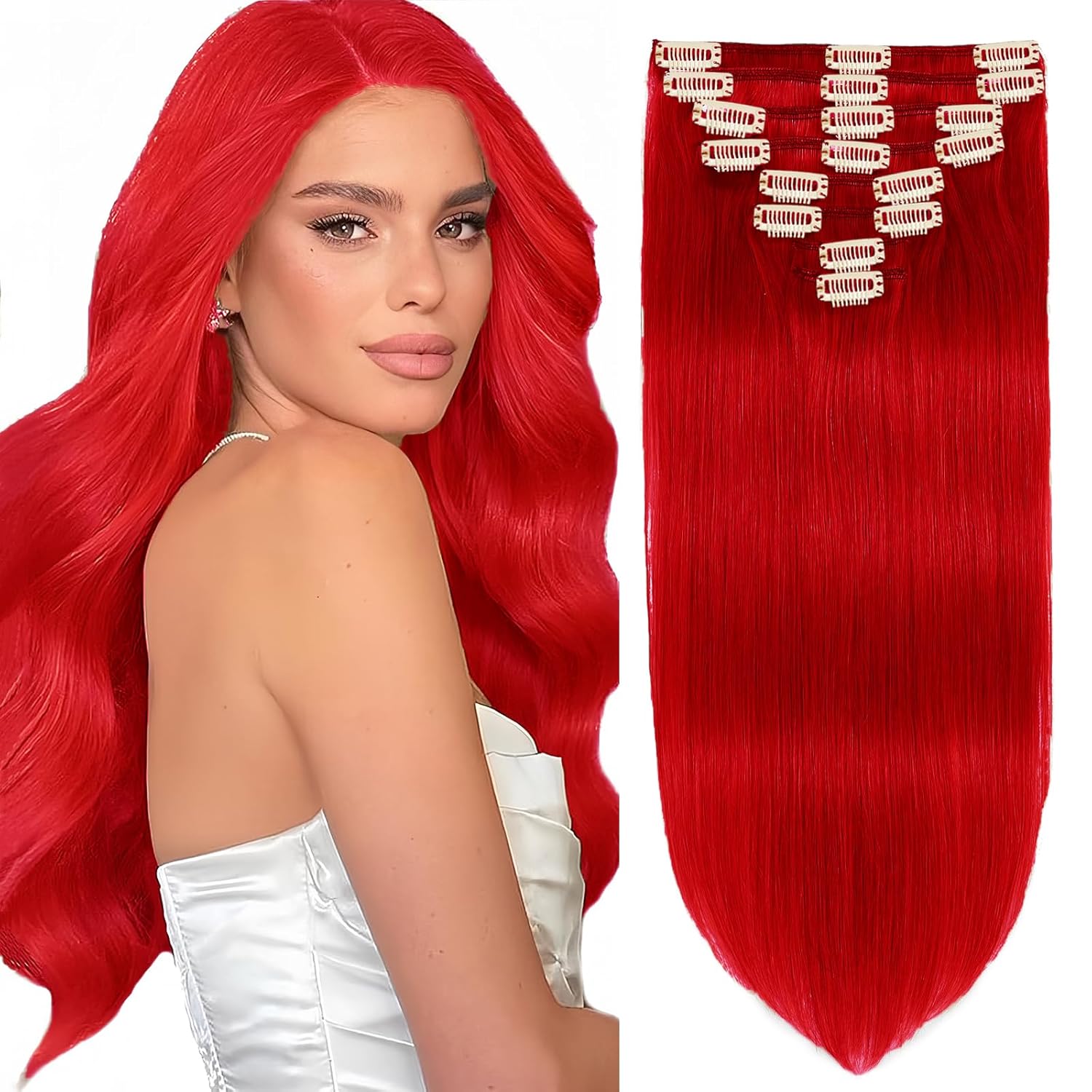 Hair Extension Clip-Ins - Real Human Hair Extensions 120G 8Pcs 18Inch,Soft & Natural Straight Double Weft for Women #P427 Chocolate Brown to Honey Blonde Extensions Real Human Hair Clip Ins