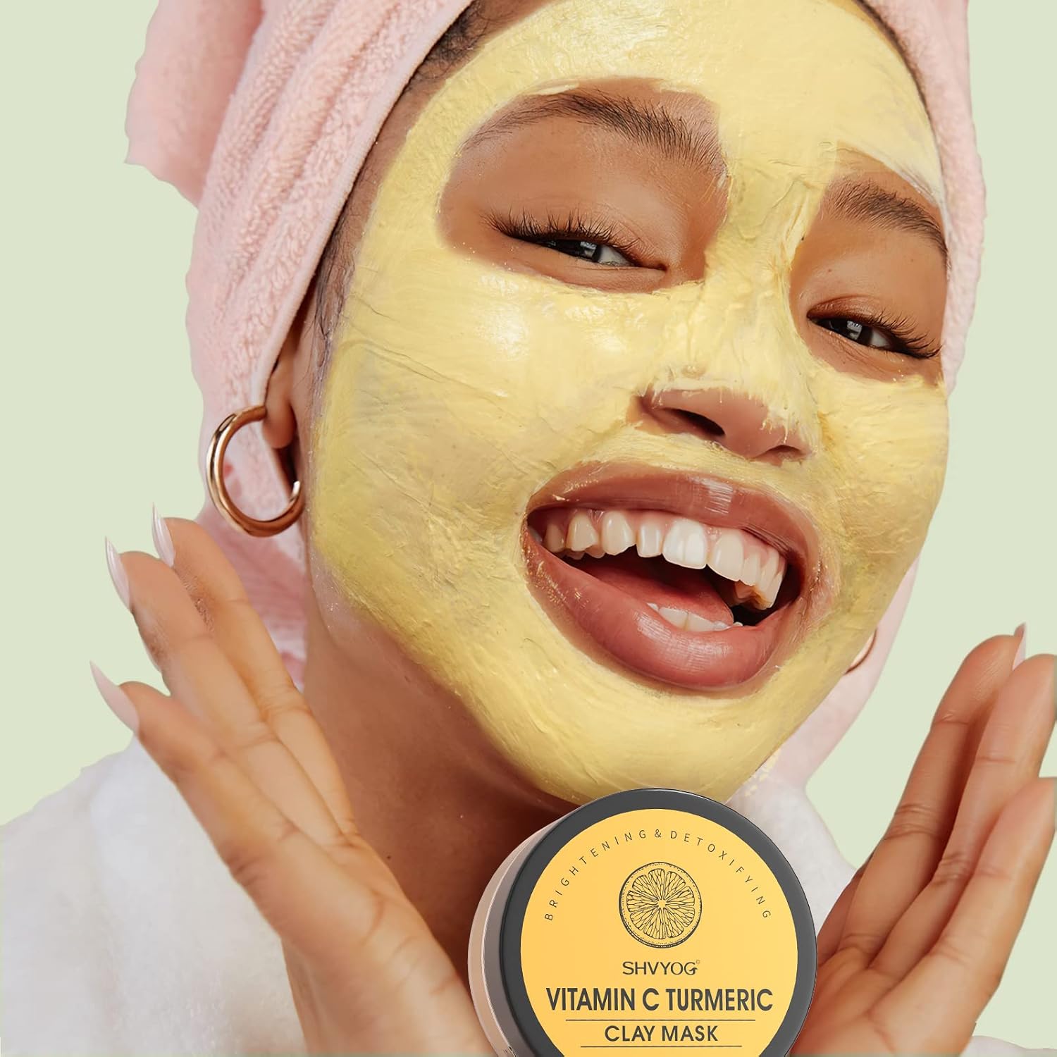 4 Pcs Clay Mask Gift Set, Turmeric Vitamin C Clay Mask, Green Tea Mask, Dead Sea Mud Mask, Rose Clay Mask, Face Masks Skincare Clay Facial Mask for Deep Cleansing, Moisturizing and Refining Pores 240G