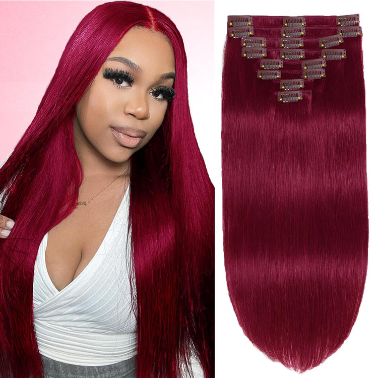 Hair Extension Clip-Ins - Real Human Hair Extensions 120G 8Pcs 18Inch,Soft & Natural Straight Double Weft for Women #P427 Chocolate Brown to Honey Blonde Extensions Real Human Hair Clip Ins