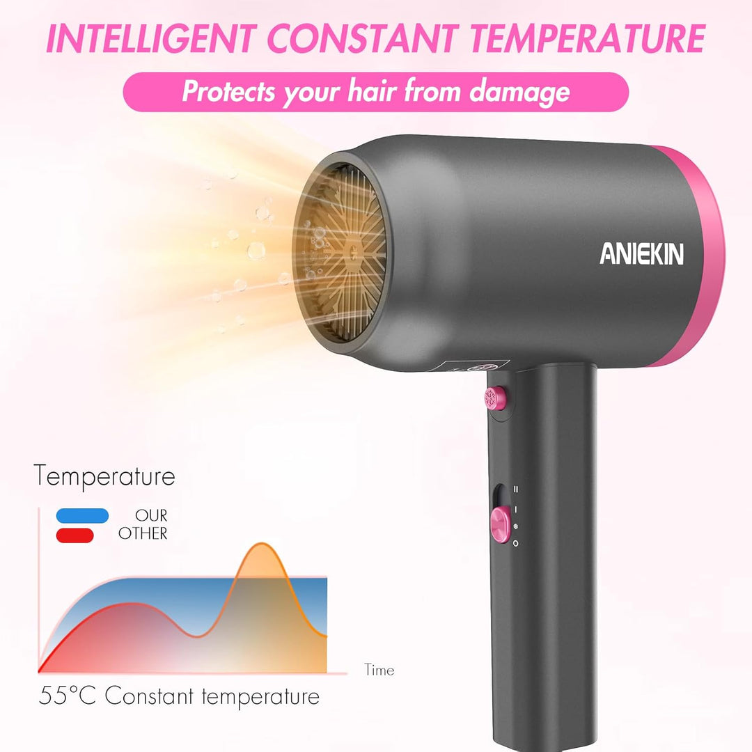 Hair Dryer, 1875 Watts Fast Drying Blow Dryer with Diffuser and Concentrator, Compact Lightweight Hair Dryer for Women and Men