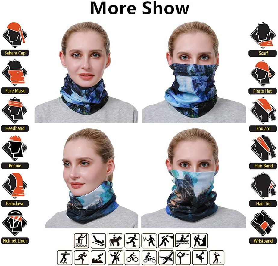Headband Neck Gaiter Head Wrap Headwear Face Mask Magic Scarf Bandana for Men and Women