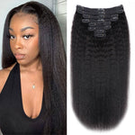 Kinky Straight Human Hair Clip in Extensions 120G 12Inch - 26 Inches - PHamily Hair Care 