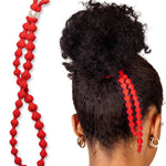 Large Hair Band for Thick, Curly, Natural Hair - Cushioned No Damage Hair Ties Ideal for Braids, Pineapple Hair - Afro Puff Ponytail Holder - Adjustable, Extra Stretchy (Black 2Pk)