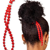 Large Hair Band for Thick, Curly, Natural Hair - Cushioned No Damage Hair Ties Ideal for Braids, Pineapple Hair - Afro Puff Ponytail Holder - Adjustable, Extra Stretchy (Black 2Pk)