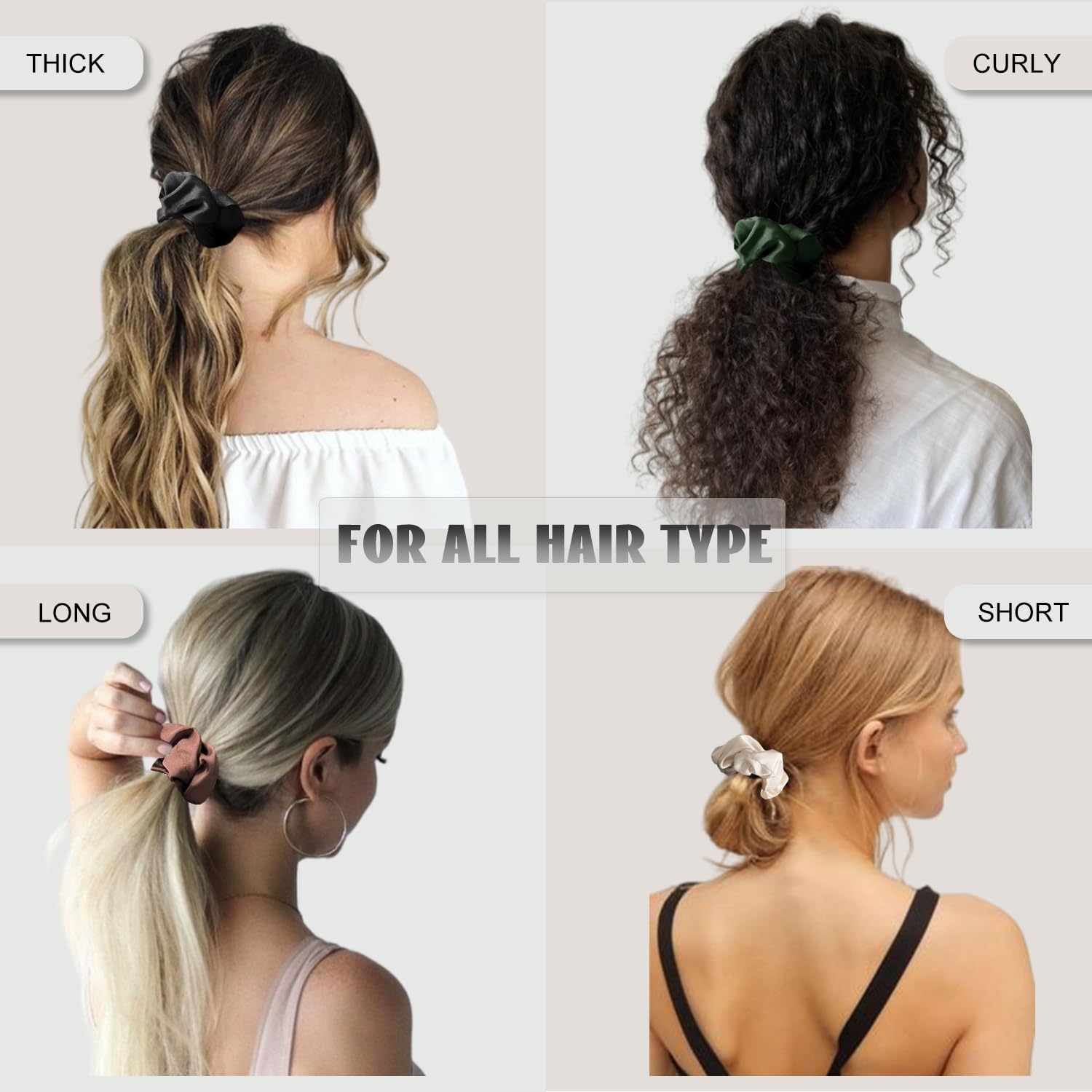 Satin Scrunchies for Hair Sleep, Premium Satin Softer than Silk for Women Curly Hair, Cute Bands Ties for Girls Thin | Thick Hair Styling, 12 Pack, Black