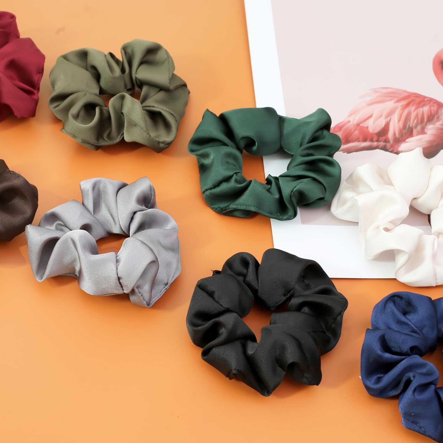 Satin Scrunchies for Hair Sleep, Premium Satin Softer than Silk for Women Curly Hair, Cute Bands Ties for Girls Thin | Thick Hair Styling, 12 Pack, Black