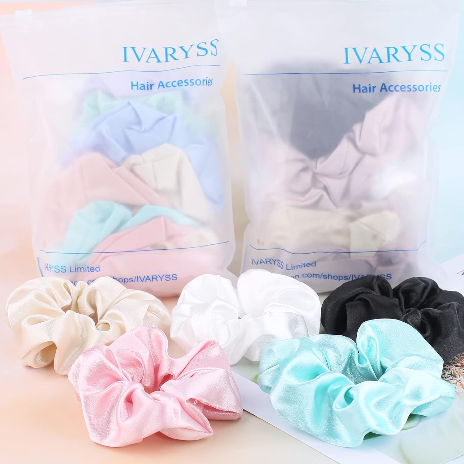 Satin Scrunchies for Hair Sleep, Premium Satin Softer than Silk for Women Curly Hair, Cute Bands Ties for Girls Thin | Thick Hair Styling, 12 Pack, Black