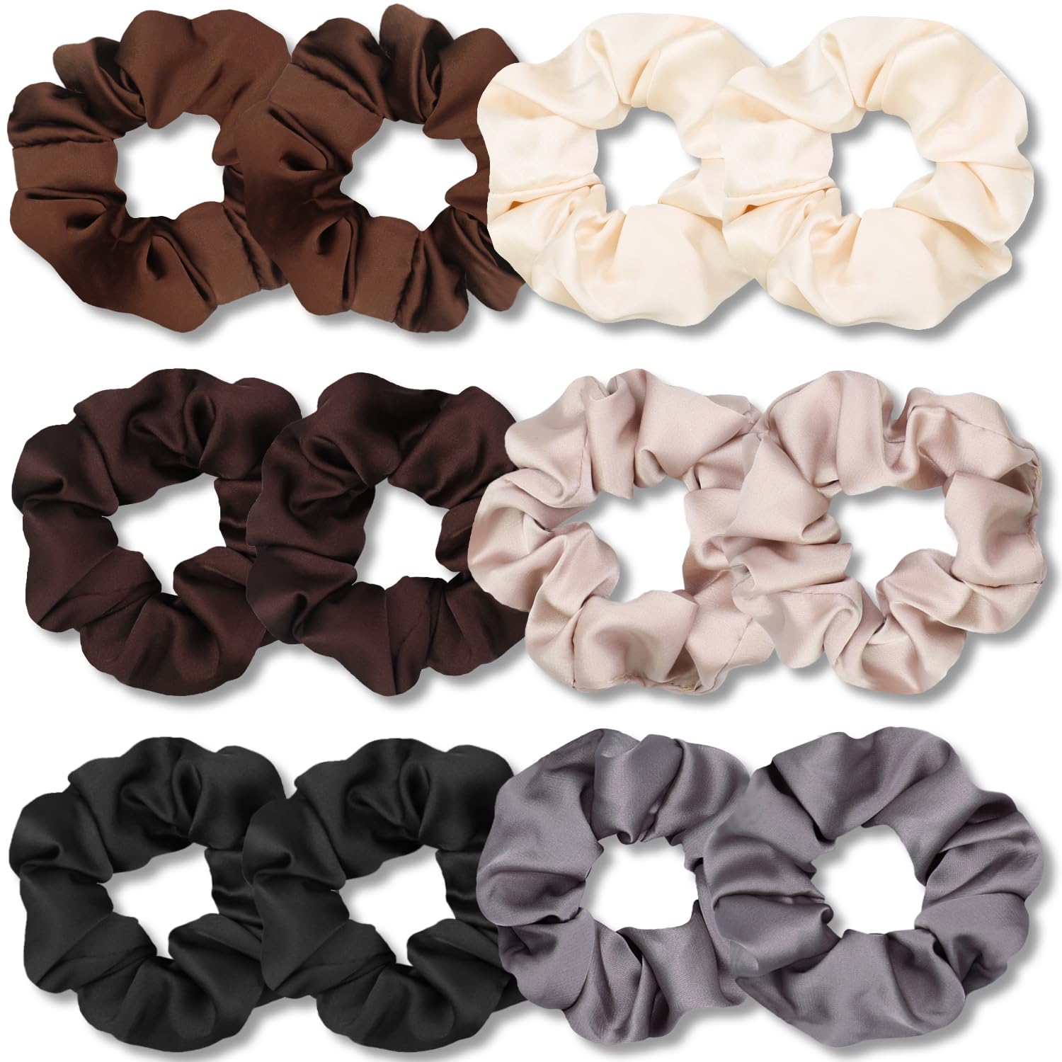 Satin Scrunchies for Hair Sleep, Premium Satin Softer than Silk for Women Curly Hair, Cute Bands Ties for Girls Thin | Thick Hair Styling, 12 Pack, Black