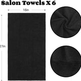6 Pack Black Salon Towels, Super Soft and Absorbent Microfiber Hair Towel for Salon, Bath, Spa, Pool and Home, 27 Inch X 16 Inch, Black