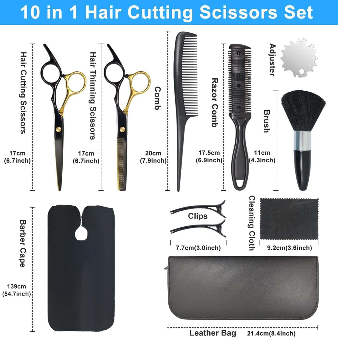 10-in-1 Professional Hair Cutting Scissors Set 