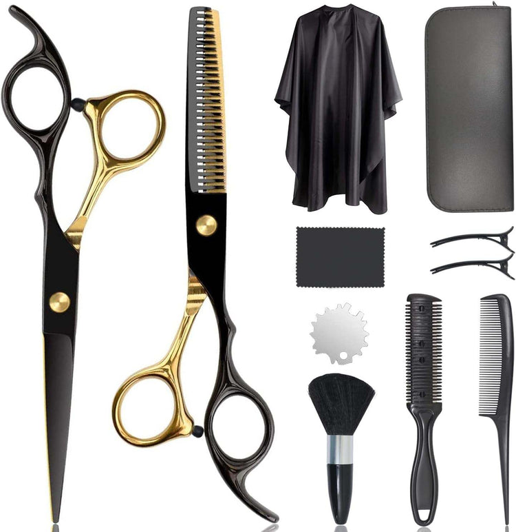 10-in-1 Professional Hair Cutting Scissors Set | Barber & Home Use