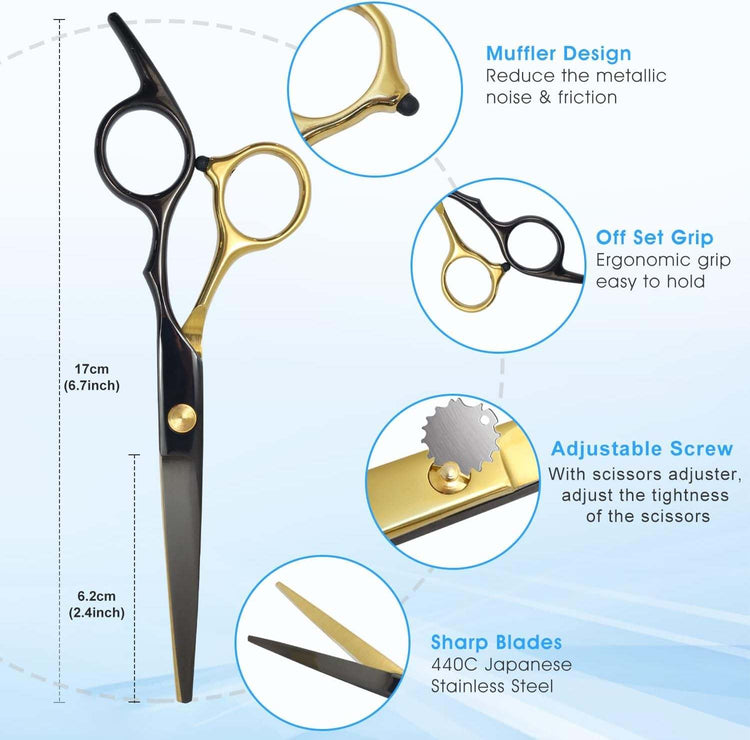 10-in-1 Professional Hair Cutting Scissors Set | Barber & Home Use
