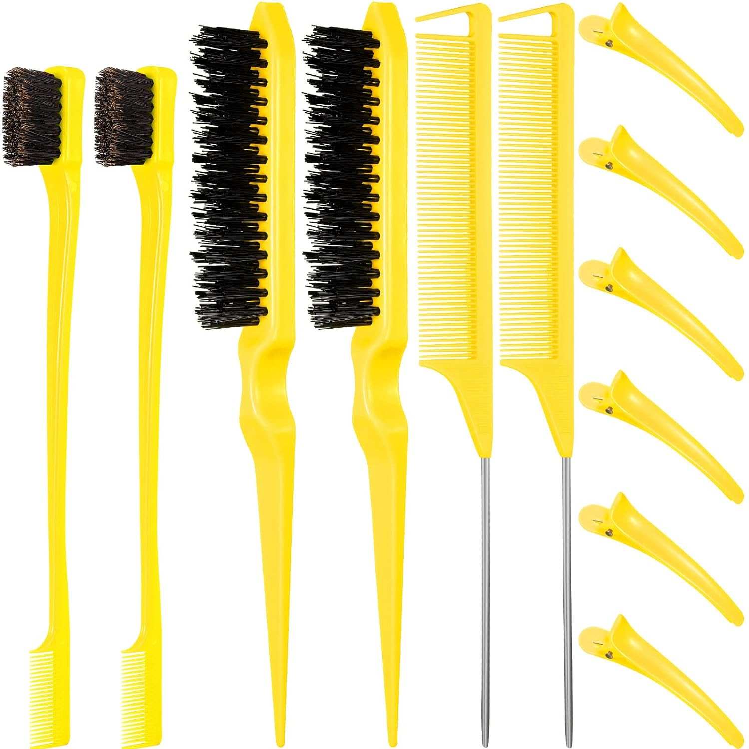 12 Pieces Hair Brush Set - Teasing, Edge, and Grooming Comb 