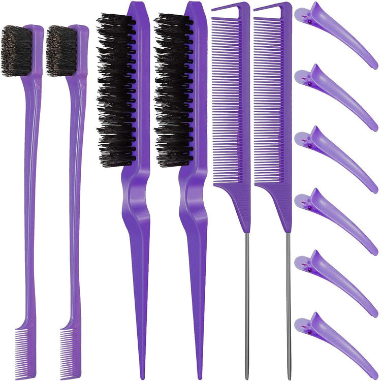 12 Pieces Hair Brush Set - Teasing, Edge, and Grooming Comb