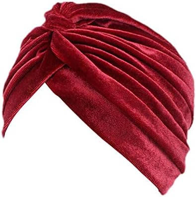 Pleated Stretch Ruffle Women'S Velvet Chemo Turban Hat Wrap Cover