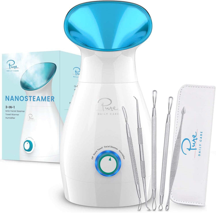 Nanosteamer Large 3-In-1 Ionic Facial SteamerNano-Ionic Facial Steamer &amp; Humidifier - The Pure Daily Care Nano Steamer is a new type of steamer that generates nano-ionic steam. NanoSteamer does this by comb-1 Ionic Facial Steamer