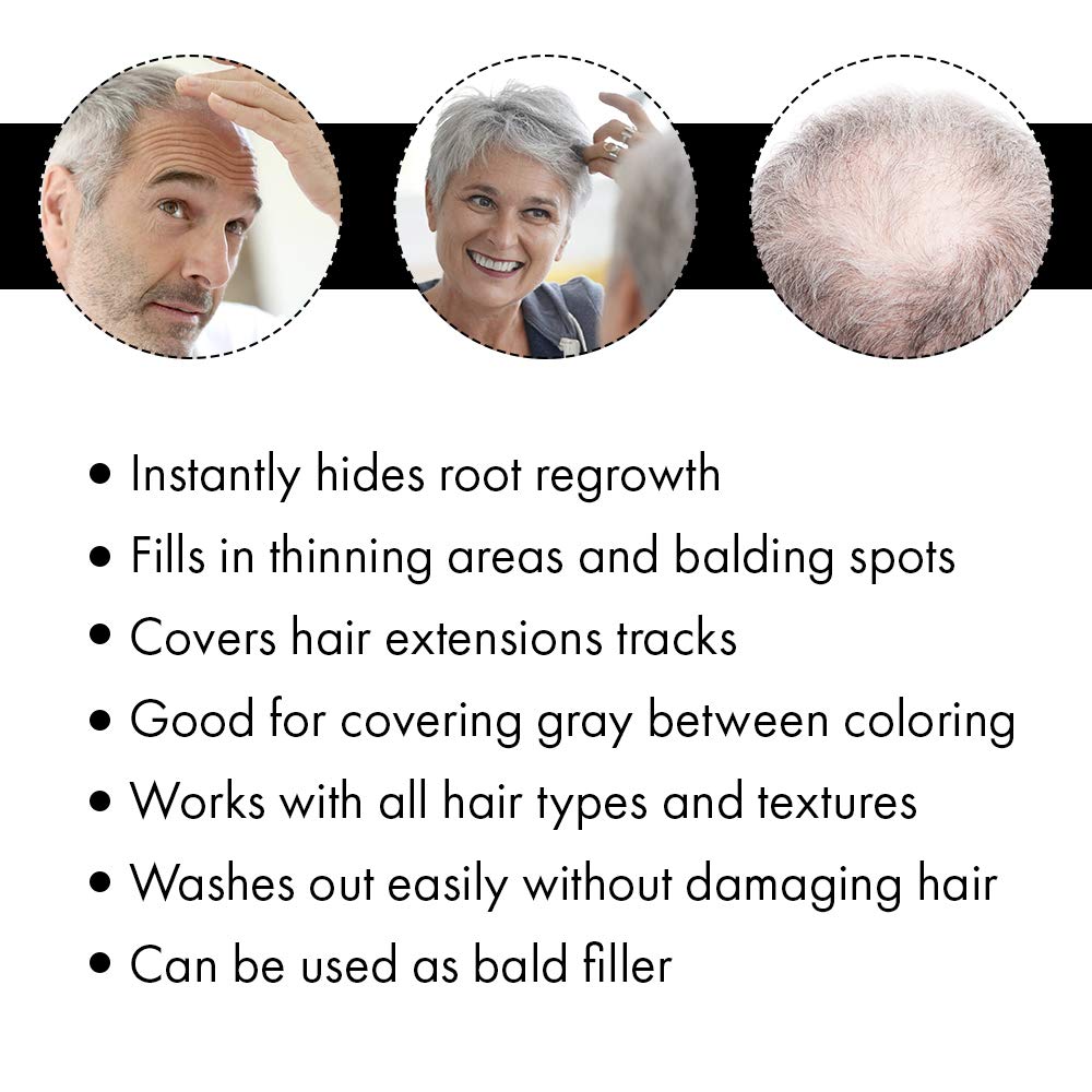 Spray-On Color Silver / Gray Hair Thickener, for Fine and Thinning Hair, Conceals Bald Spots, Grey Hair, Hides Root Re-Growth, and Cover Hair Extension Tracks, Works for Men and Women, 3.5 Oz
