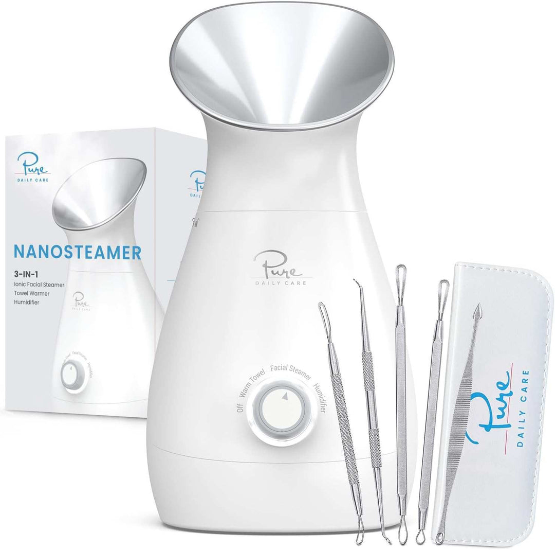 Nanosteamer Large 3-In-1 Ionic Facial SteamerNano-Ionic Facial Steamer &amp; Humidifier - The Pure Daily Care Nano Steamer is a new type of steamer that generates nano-ionic steam. NanoSteamer does this by comb-1 Ionic Facial Steamer