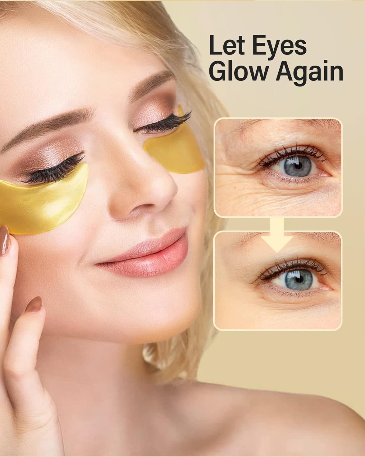 30-Pairs 24K Gold under Eye Patches, Skin Care, Golden under Eye Mask Anti-Aging Collagen & Amino Acid, Eye Mask for Removing Dark Circles, Puffiness and Wrinkles, Refresh Your under Eye Skin
