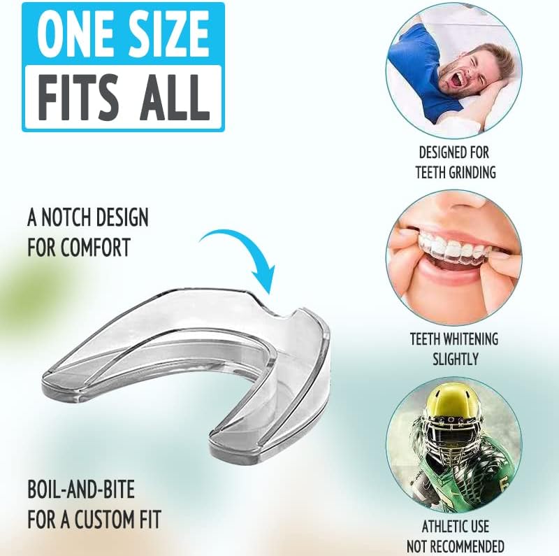 Mouth Guard for Grinding Teeth and Clenching anti Grinding Teeth Custom Moldable Dental Night Guard Dental Night Guards -4 Pack/One Size