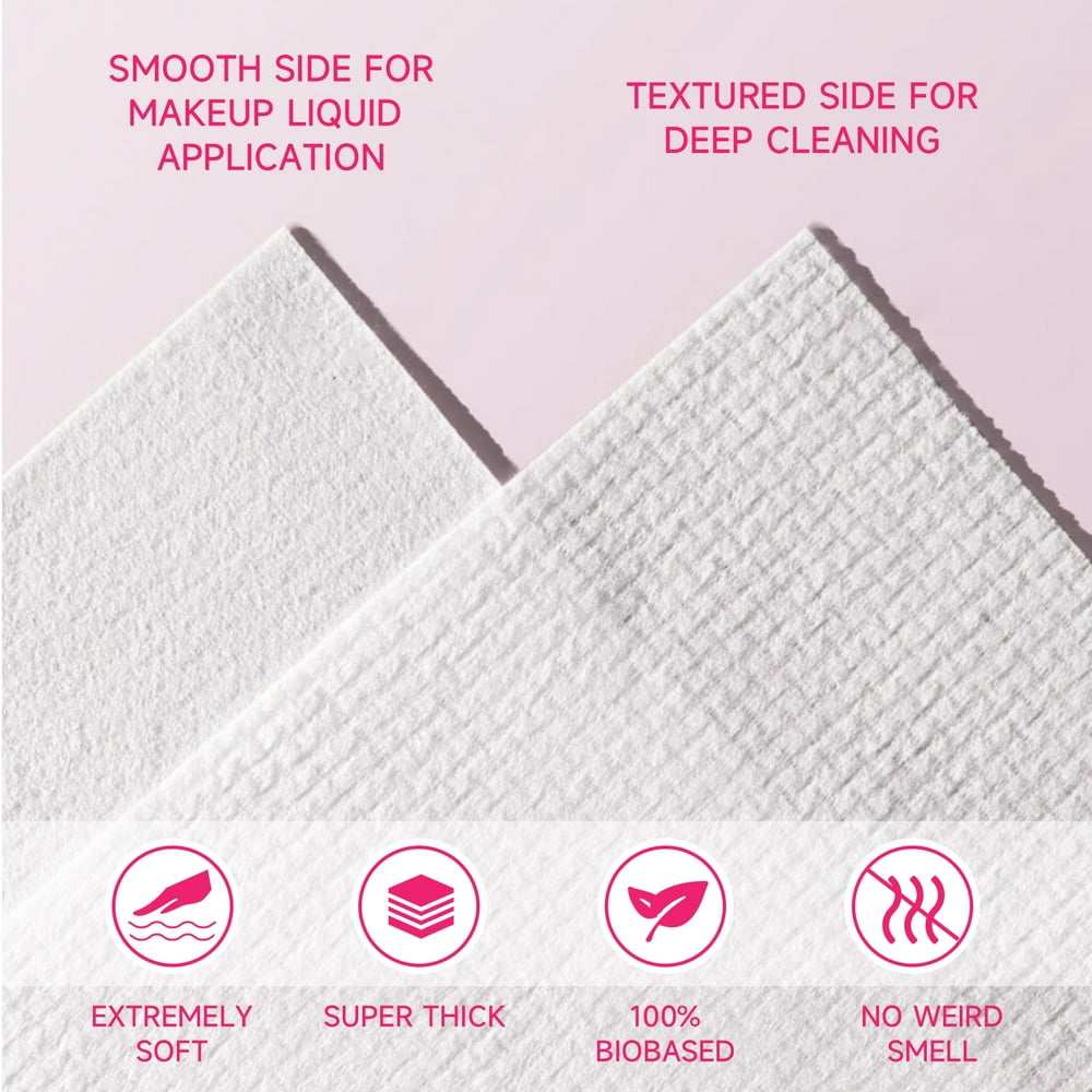 Extra Large Clean Towels, 11.5" X 11.1" Face Towelette, Makeup Remover Dry Wipes, Facial Washcloth, Cotton Tissues for Personal Care