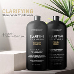 Clarifying Shampoo and Conditioner Set- Hydrating, Calming & Removes Buildup, for All Hair Types, Clarifying Cleanse for Dirt, Oil & Hard Water Buildup, for Men Women - 16 Fl Oz Each