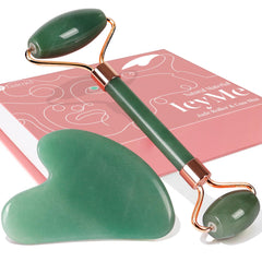 Jade Roller & Gua Sha, Face Roller, Facial Beauty Roller Skin Care Tools, Self Care Gift for Men Women, Massager for Face, Eyes, Neck, Relieve Fine Lines and Wrinkles - Green