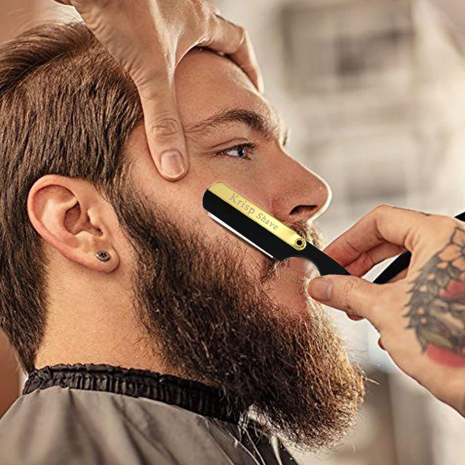 Professional Classic Straight Edge Barber Razor for Close Shaving - Salon Quality Men'S Beard Wet Cut Throat Shaving Razor Shavette with 10 Blades by