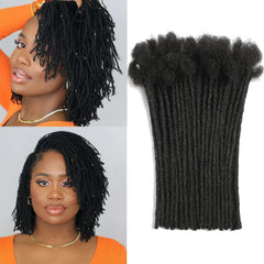 4 Inch Loc Extension Human Hair 30 Strands 0.2Cm Width 100% Full Handmade Permanent Loc Extension Human Hair for Women/Men Can Be Dyed Bleached Curled (Width 0.2Cm Natual Black)
