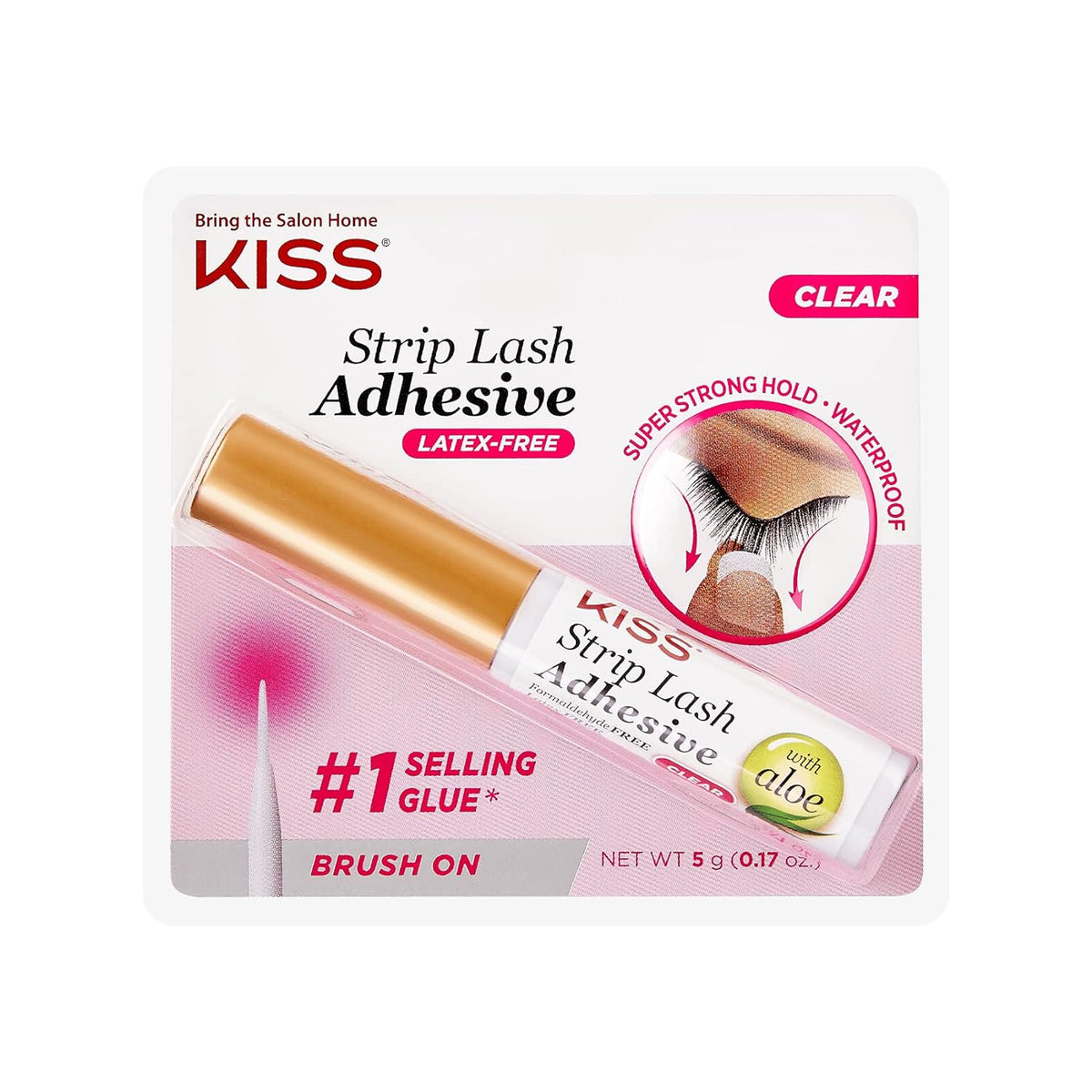 Strip Lash Adhesive, Lash Glue, 24Hr Strip Eyelash Adhesive, Clear, Includes Lash Adhesive, Long Lasting Wear, Can Be Used with Strip Lashes and Lash Clusters