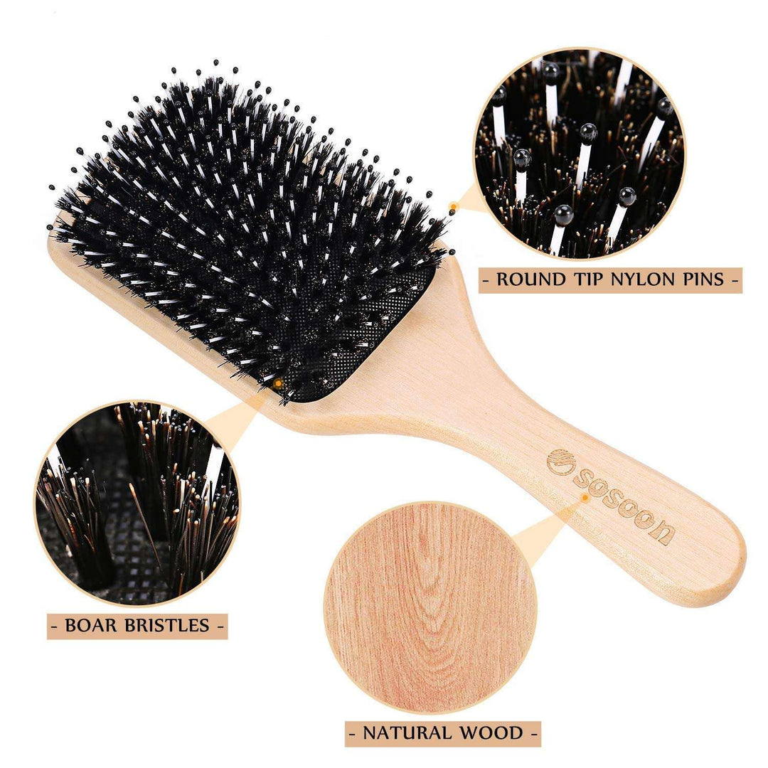 Hair Brush,  Boar Bristle Paddle Hairbrush for Long Short Thick Thin C🍀CARE FOR YOUR HAIR: Using the boar bristle brush removes the dust, oil ,dandruff and dirt, creates healthy, shiny hair and will help to reduce hair breakage, seal Long Short Thick Thin Curly Straight Wavy Dry Hair