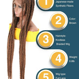 Full Lace Frontal Knotless Box Braid Wig- Glueless Synthetic Cornrow Braided Lace Front Wigs with Baby Hair 
