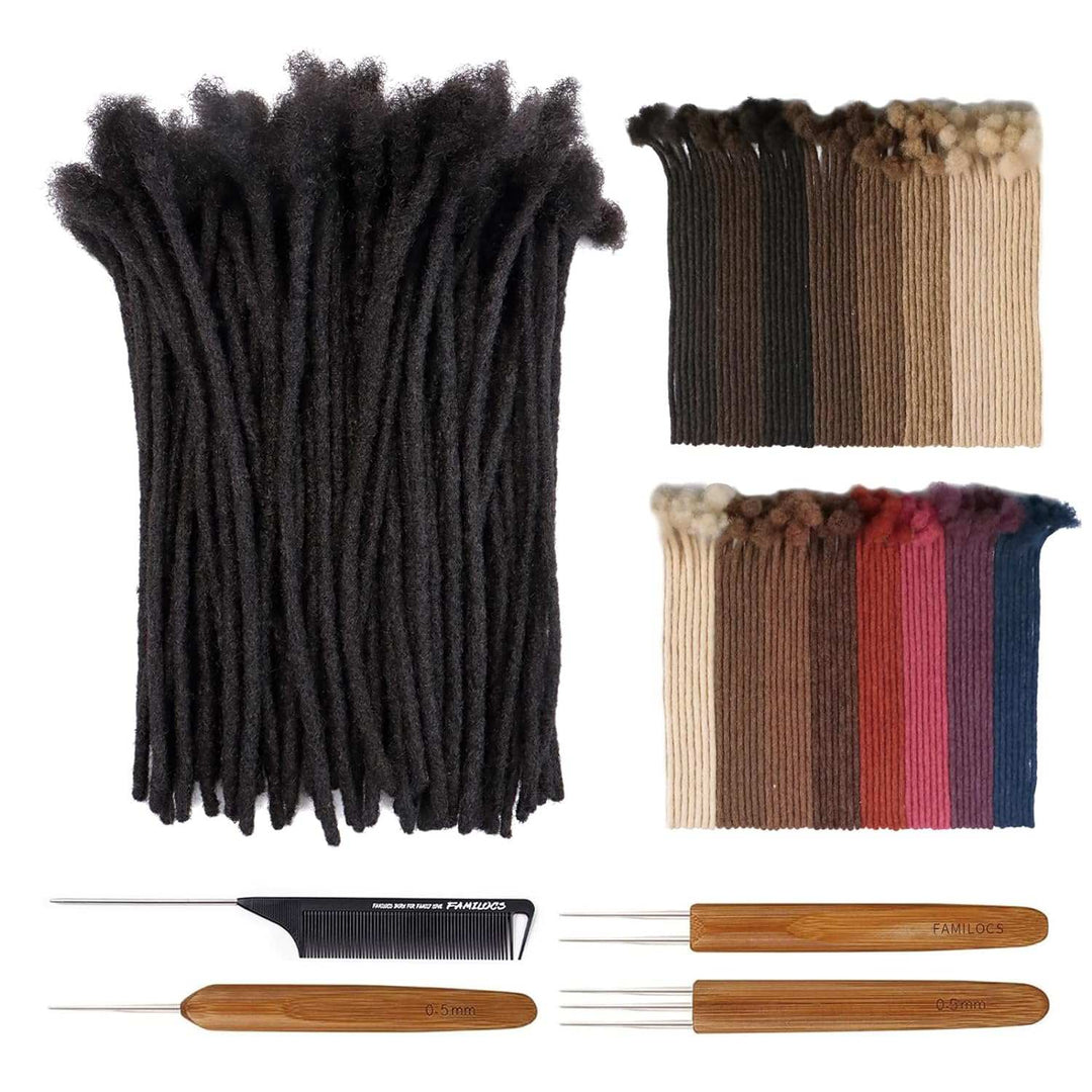 10 Inch 4Cm Width Jumbo Locs 100% Handmade Human Hair Dreadlock Extensions for Man Women Natural Black Dreads Can Be Dyed and Bleached, with Needle and Comb (10 Wick)