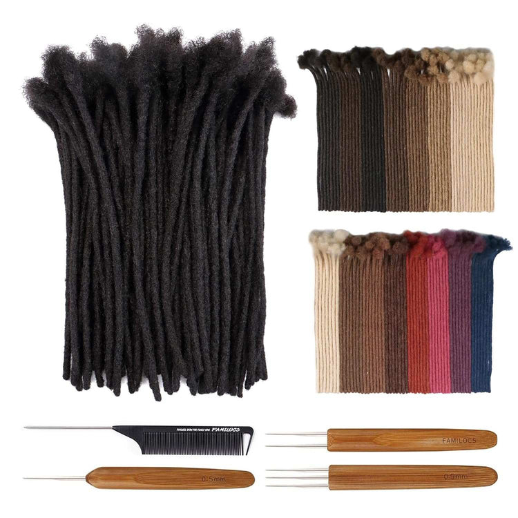 10 Inch 4Cm Width Jumbo Locs 100% Handmade Human Hair Dreadlock Extensions for Man Women Natural Black Dreads Can Be Dyed and Bleached, with Needle and Comb (10 Wick)
