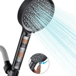 Filtered Shower Head with Handheld, High Pressure 6 Spray Mode Showerhead with Filters, Water Softener Filters Beads for Hard Water - Remove Chlorine - Reduces Dry Itchy Skin, Matte Black