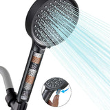 Filtered Shower Head with Handheld, High Pressure 6 Spray Mode Showerhead with Filters, Water Softener Filters Beads for Hard Water - Remove Chlorine - Reduces Dry Itchy Skin, Matte Black