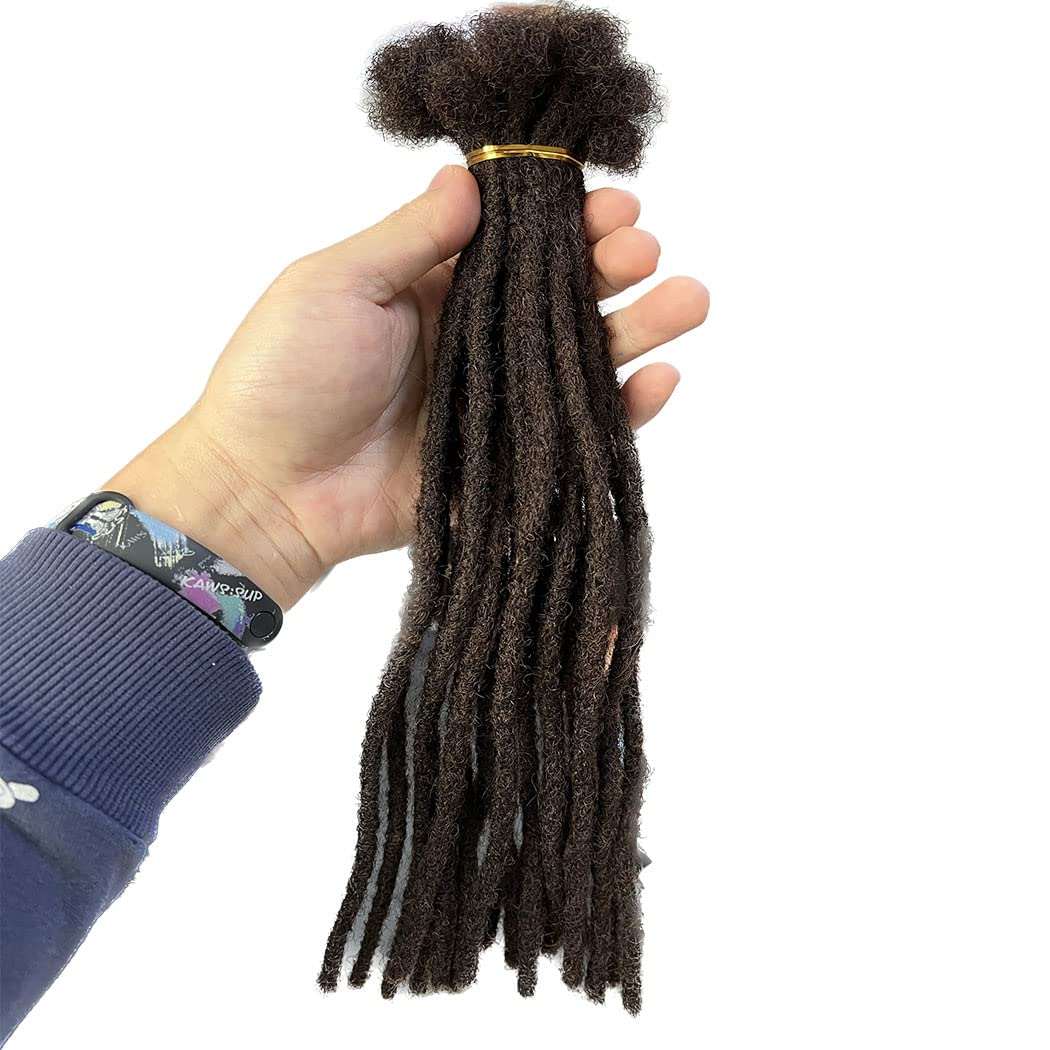 Human Hair Permanent Dreadlocks Extension Handmade Locs Small Size(Diameter 0.4Cm) 20 Strands/Pack (8", Salt and Pepper #39)