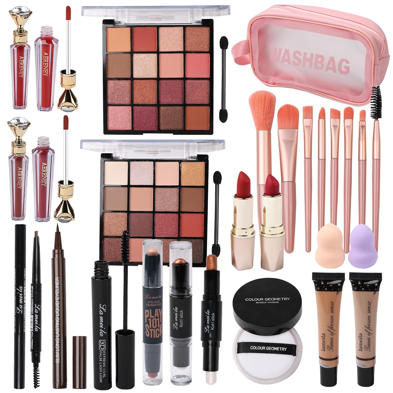 Makeup Kit All-In-One Makeup Gift Set for Women Full Kit,Including Travel Makeup Bag, Makeup Brush Set, Eyeshadow Palette, Lip Gloss, Foundation, Highlighter, Mascara, Eyeliner, Eyebrow Pencil(Black)