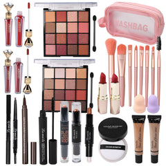 Makeup Kit All-In-One Makeup Gift Set for Women Full Kit,Including Travel Makeup Bag, Makeup Brush Set, Eyeshadow Palette, Lip Gloss, Foundation, Highlighter, Mascara, Eyeliner, Eyebrow Pencil(Black)